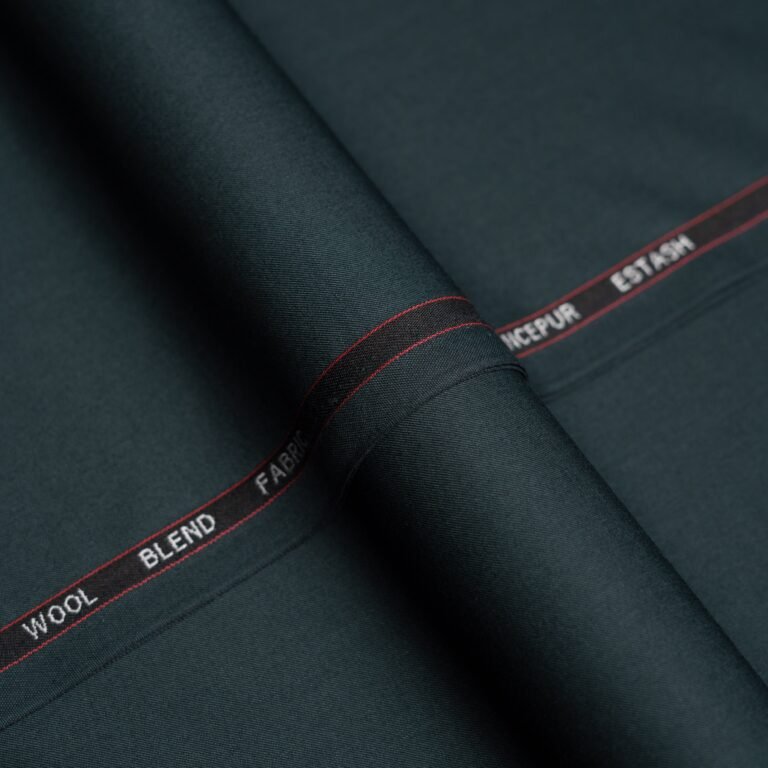 Green Plain Wool Blend, Estash Suiting Fabric - Image 1