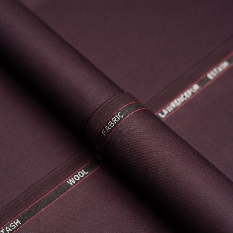 Maroon Plain Wool Blend, Estash Suiting Fabric - Image 1