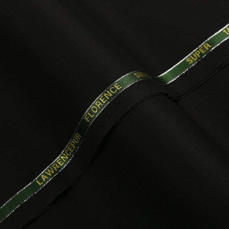Plain-Black, S 140s Pure Wool, Florence Suiting Fabric - Image 1
