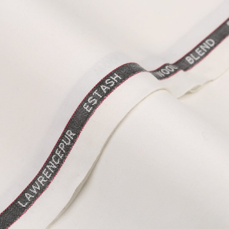 Plain-Off White, Wool Blend, Estash Suiting Fabric - Image 1