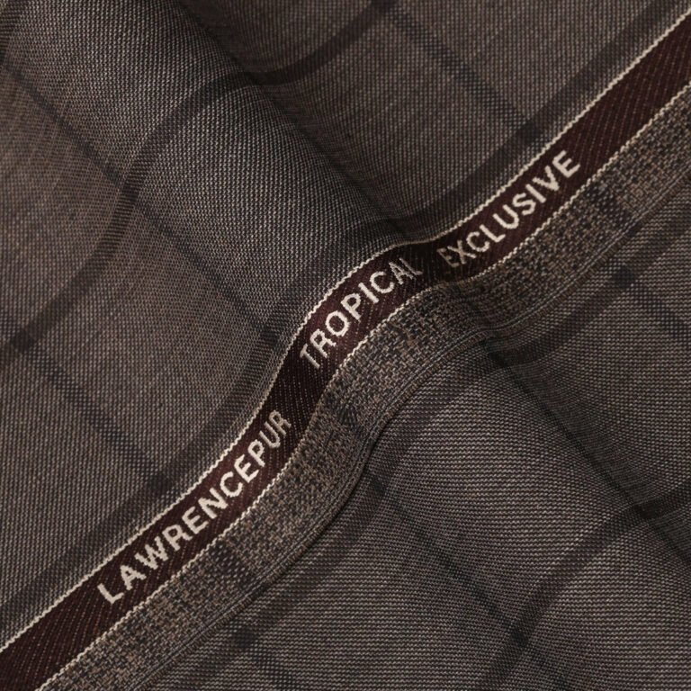 Windowpane Checks-Cedar Brown, Wool Blend, Tropical Exclusive Suiting Fabric - Image 1