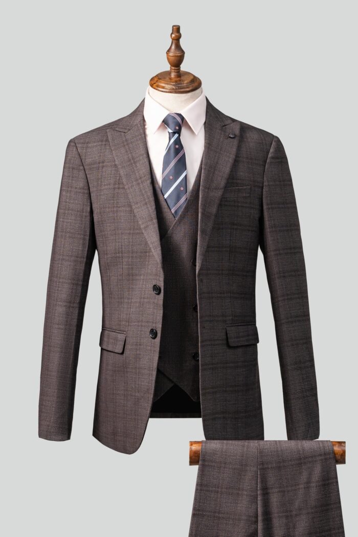 3 PIECE SUIT SLIM FIT BROWN - Image 1