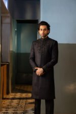 BLACK ART DECO SHERWANI - Image 4