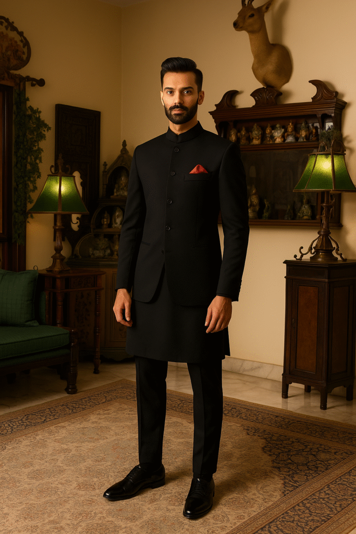 BLACK PLAIN PRINCE COAT - Image 1