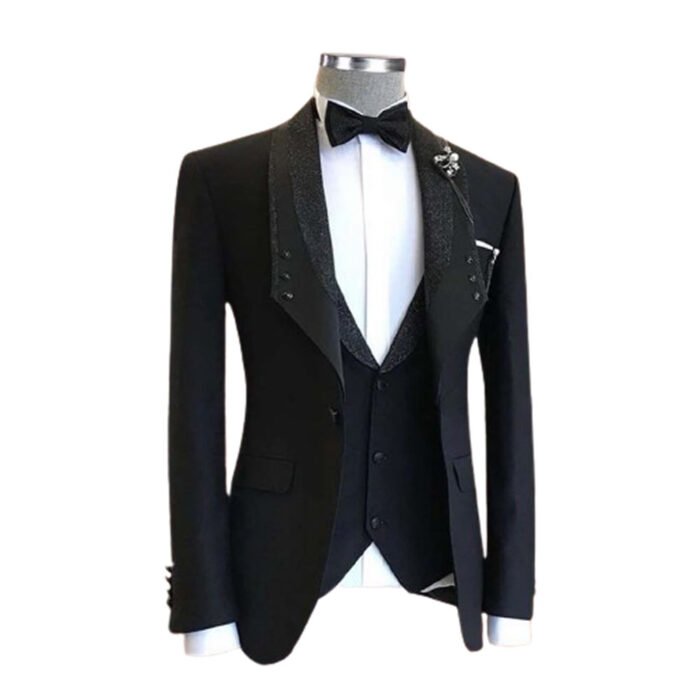 Black Tuxedo With Black Glitter Lapel - Andre Emilio - Image 1