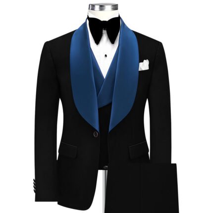 Black Tuxedo With Navy Blue Lapel - Andre Emilio
