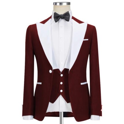 Book Now Maroon and White Tuxedo - Fit Guarantee