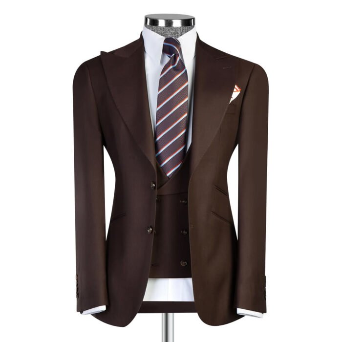 Brown Three-Piece Custom Suit for Men Pakistan - Image 1