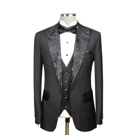 Buy Black Tuxedo Crystal Bead Lapel - Free Shipping