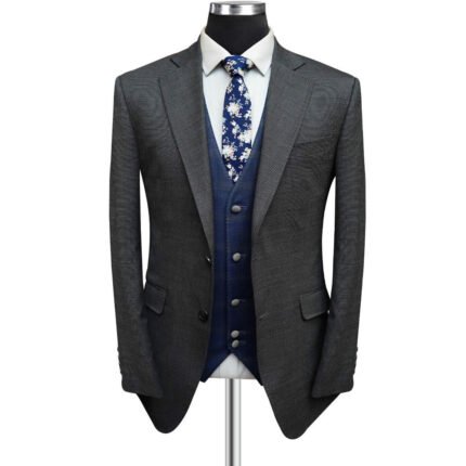 Buy Charcoal Grey Suit With Navy Vest - Andre Emilio
