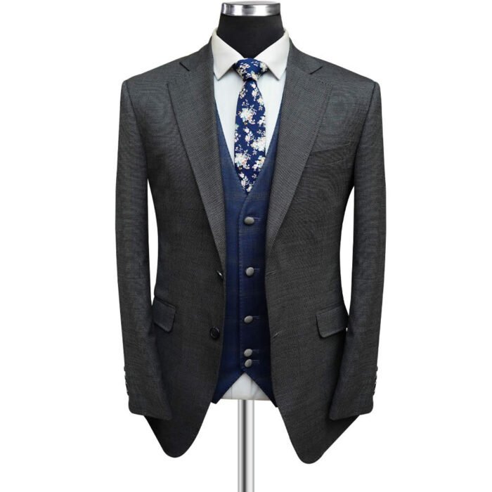 Buy Charcoal Grey Suit With Navy Vest - Andre Emilio - Image 1