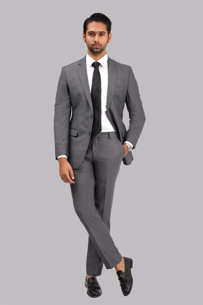 Charcoal Grey Plain Formal 2-Piece Suit - Image 1