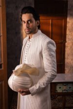 CHEVRON OPEN FACED SHERWANI - Image 3