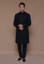 Cotton Net Tap Shoe Traditional Embroidered Couture Sherwani - Image 4