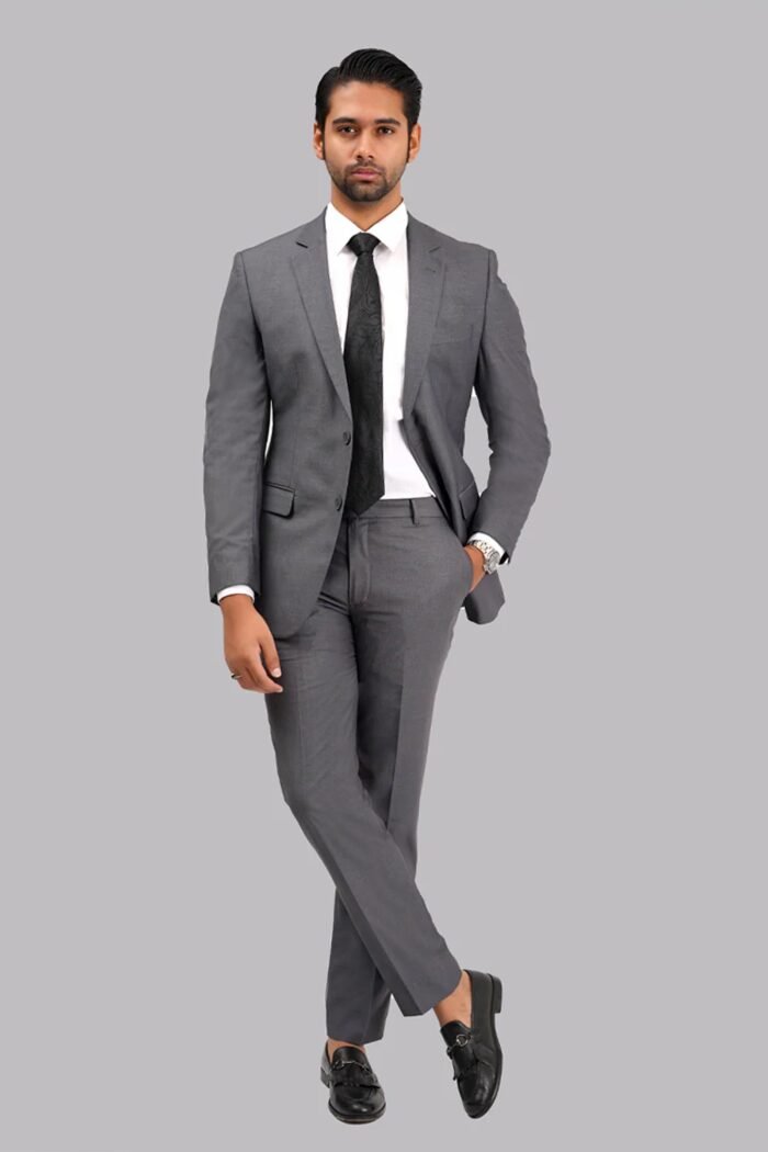 Dark Grey Plain 2-Piece Suit - Image 2