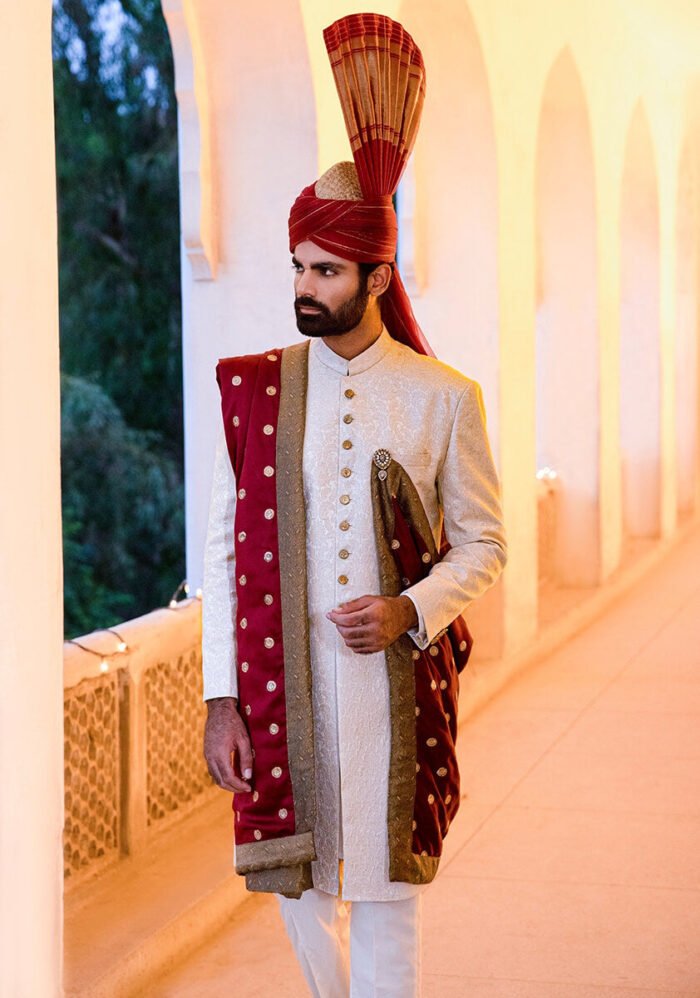 Foan Karandi Traditional plain Sherwani - Image 3