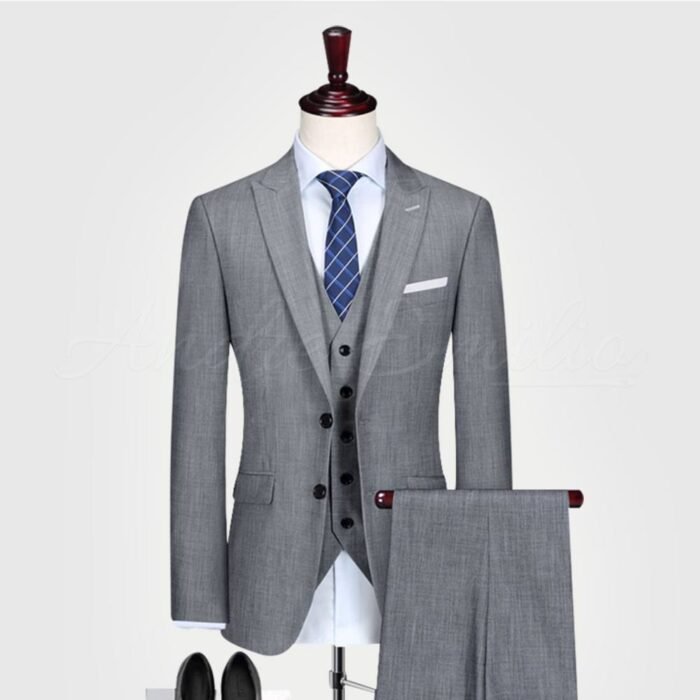 Grey Texture 3 Piece Suit | Men's Three Piece Suits - Image 1