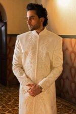 IVORY FLORAL SHERWANI - Image 3