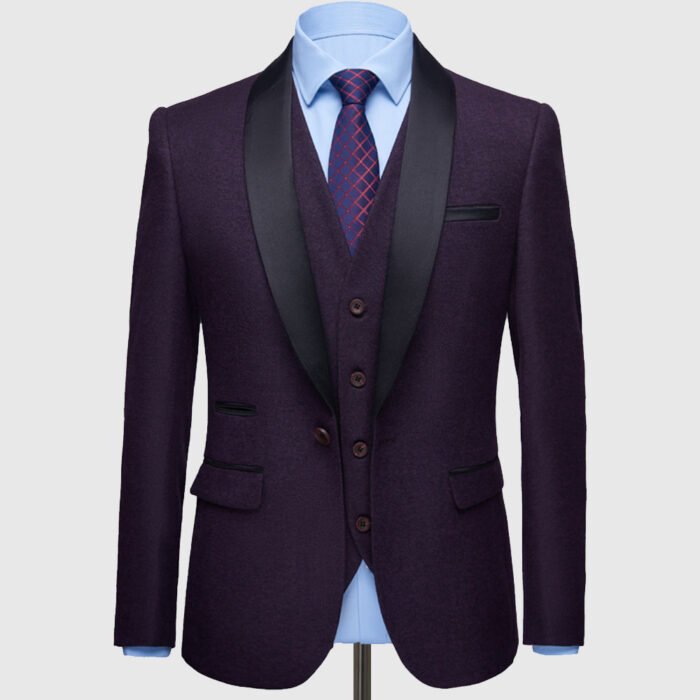 Men Burgundy Tuxedo - Image 1
