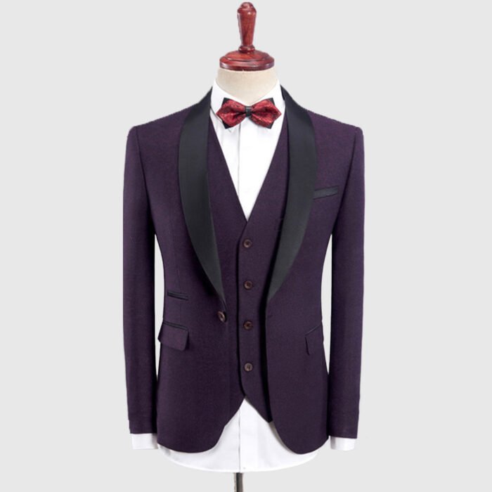 Men Purple Tuxedo Wedding Suit - Image 1