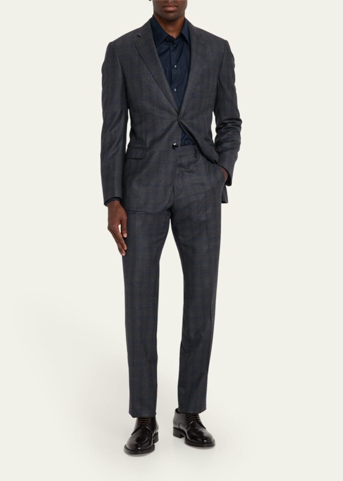 Men's Blurred Plaid G Line Two-Piece Suit - Image 2