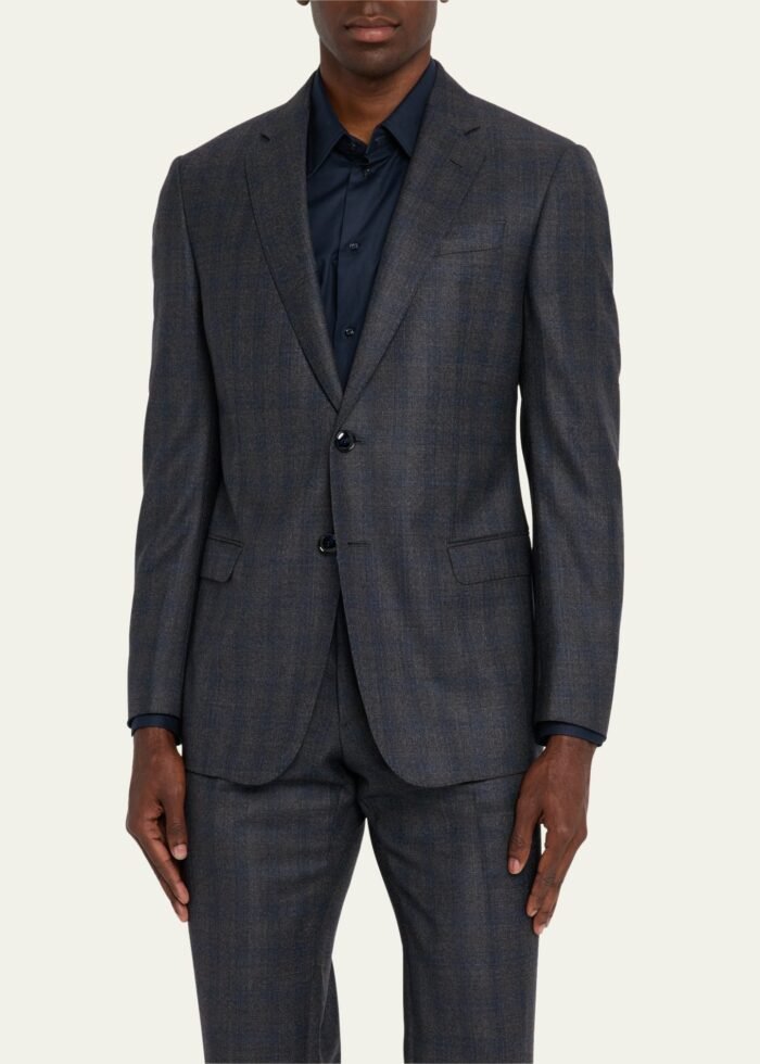 Men's Blurred Plaid G Line Two-Piece Suit - Image 4