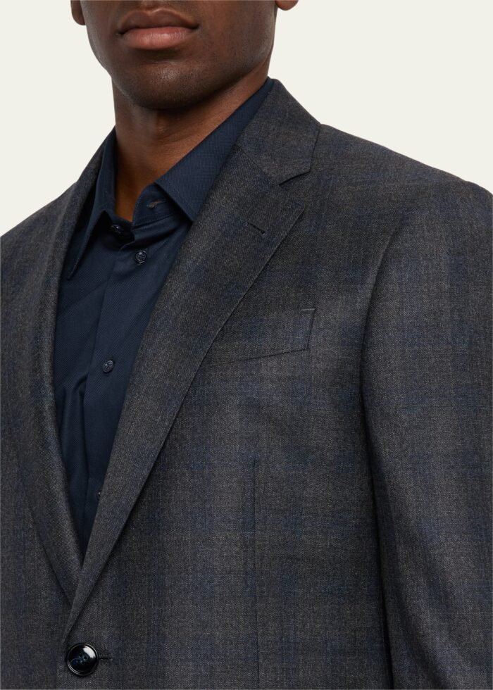 Men's Blurred Plaid G Line Two-Piece Suit - Image 8