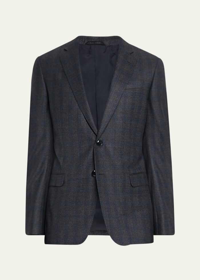 Men's Blurred Plaid G Line Two-Piece Suit - Image 1