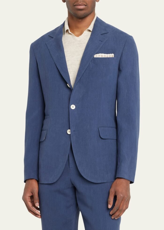 Men's Solid Linen Suit - Image 3