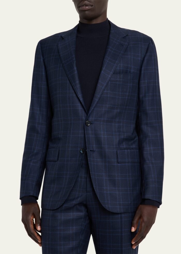 Men's Tonal Plaid Cashmere Two-Piece Suit - Image 4