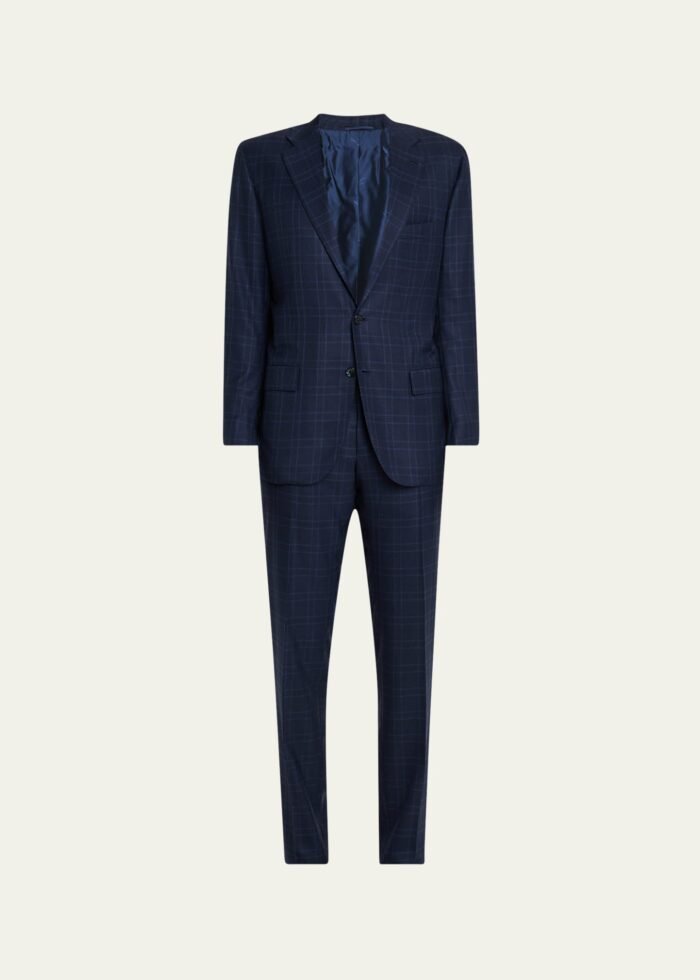 Men's Tonal Plaid Cashmere Two-Piece Suit - Image 1