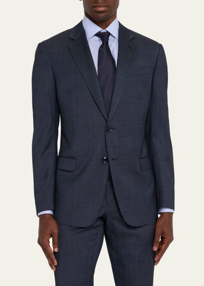 Men's Wool and Silk Chambray Two-Piece Suit - Image 4