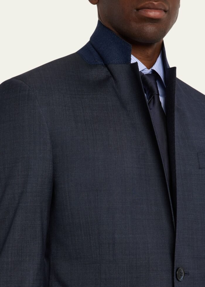 Men's Wool and Silk Chambray Two-Piece Suit - Image 8