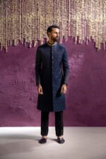 MIDNIGHT BLUE EMBROIDERED SHERWANI - Image 2