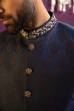 MIDNIGHT BLUE EMBROIDERED SHERWANI - Image 3