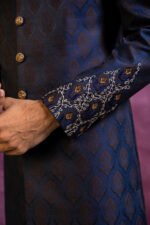 MIDNIGHT BLUE EMBROIDERED SHERWANI - Image 4