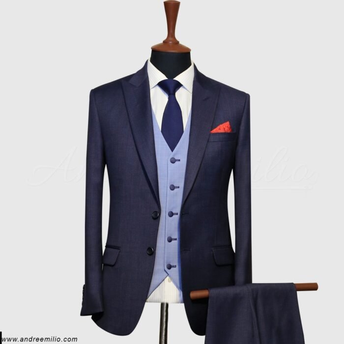 Modern-Fit Navy Blue 3 Piece Suit | Men's Suits - Image 1