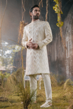 OFF WHITE CHEVRON SHERWANI - Image 2
