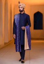 Outer Space Karandi Traditional plain Sherwani - Image 2