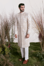 PEARL WHITE EMBROIDERED SHERWANI - Image 2