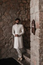 Pearl White Embroidered Sherwani