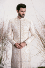 PEARL WHITE EMBROIDERED SHERWANI - Image 3