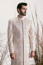 PEARL WHITE EMBROIDERED SHERWANI - Image 4