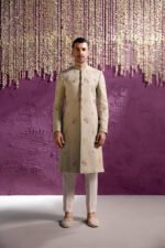PISTACHIO GREEN EMBROIDERED SHERWANI - Image 2