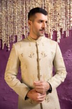 PISTACHIO GREEN EMBROIDERED SHERWANI - Image 3