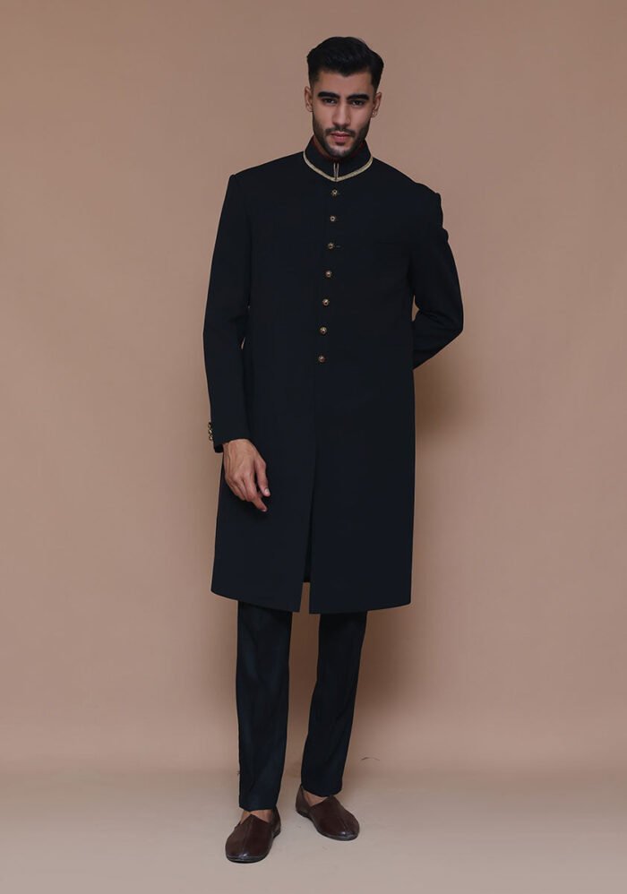 Premium Georgette Black Couture Sherwani - Image 3