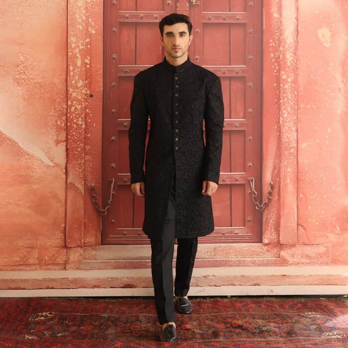 Premium Georgette Tap Shoe Embroidered Sherwani - Image 4