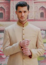 Premium Jamawar Sesame Couture Sherwani - Image 3
