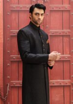 Premium Karandi Jamawar Tap Shoe Plain Sherwani - Image 4