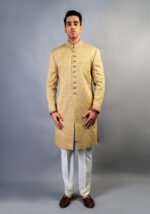 Premium Satin New Wheat Embroidered Sherwani - Image 2